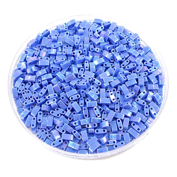 Miyuki Half Tila Beads HTL0483 Opaque Periwinkle AB Peppy Beads Earrings Miyuki Half Tila Beads HTL0483 Opaque Periwinkle AB Peppy Beads Earrings