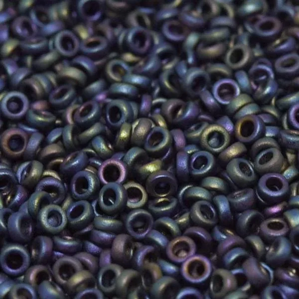 Miyuki Spacer Beads 22x1mm Black Matted Multi Iris 0401FR Peppy Beads Rings