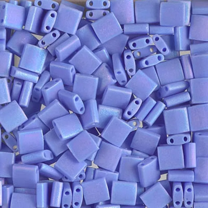 Miyuki Tila Beads TL0417LFR Opaque Periwinkle Matted AB Peppy Beads Earrings