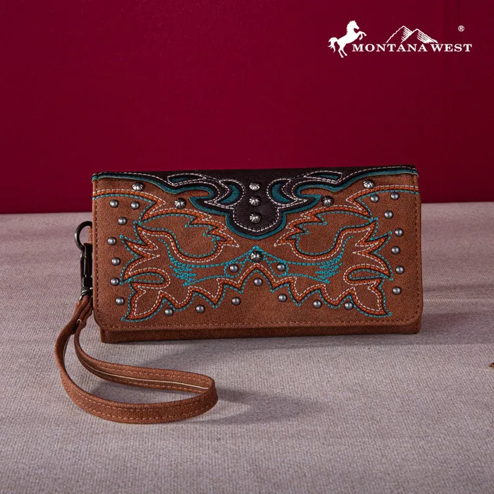 MONTANA WEST Earrings Montana West Embroidered Collection Wallet Brown