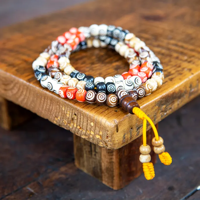 Multicolored Buffalo Bone Mala 108 beads DharmaCrafts Earrings