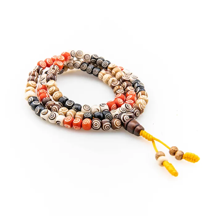 Multicolored Buffalo Bone Mala 108 beads DharmaCrafts Earrings
