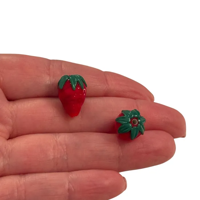 Murano Glass Strawberry Charm Handmade Red Lampwork Charm Peppy Beads Charm Necklaces