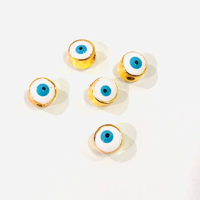 Necklaces 6mm 24K Gold Plated Evil Eye Beads 6mm 24K Gold Plated Evil Eye Spacers 5 Pcs in a Pack Peppy Beads Necklaces 6mm 24K Gold Plated Evil Eye Beads 6mm 24K Gold Plated Evil Eye Spacers 5 Pcs in a Pack Peppy Beads