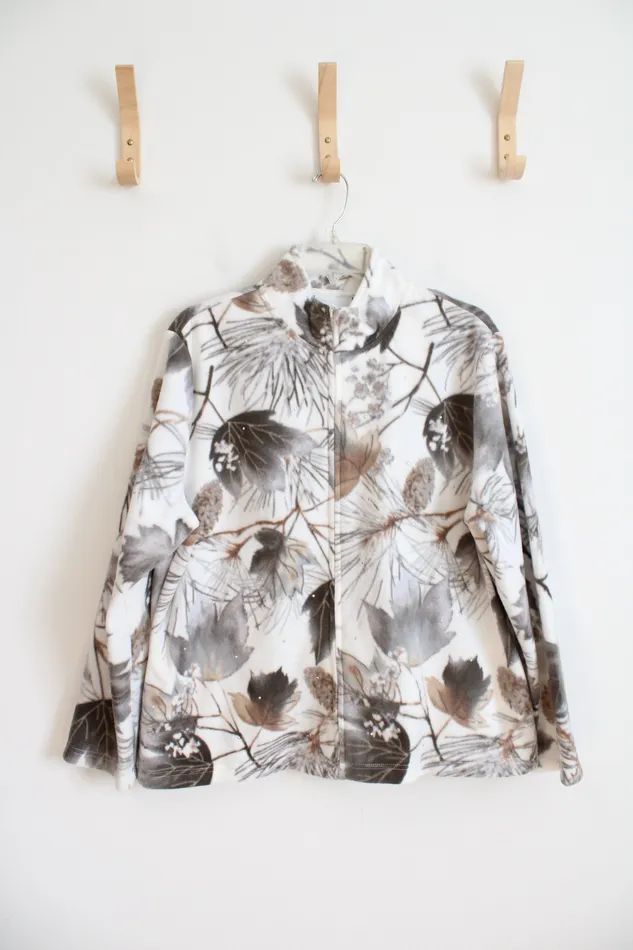 Necklaces Alfred Dunner Alfred Dunner Gray Brown Leaf Studded Fleece Jacket L Necklaces Alfred Dunner Alfred Dunner Gray Brown Leaf Studded Fleece Jacket L
