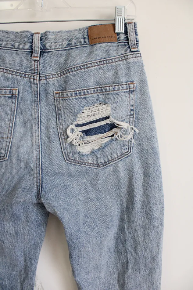 Necklaces American Eagle American Eagle Distressed Light Wash Mom Jeans 4