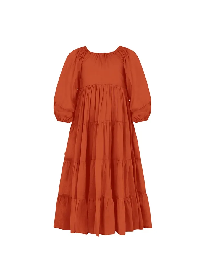 Necklaces Brielle Full Sleeve Tiered Little Girls Dress Erika Pea