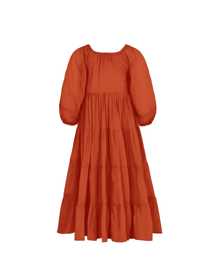Necklaces Brielle Full Sleeve Tiered Little Girls Dress Erika Pea