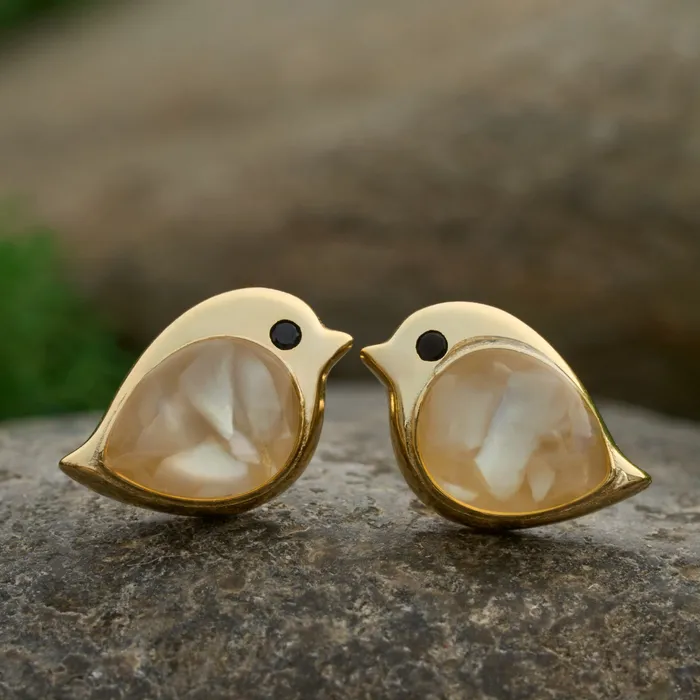 Necklaces Chadds Ford Jewelry Gold Sterling Silver Mother of Pearl Birdie Studs