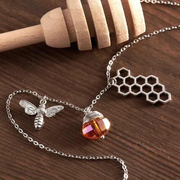 Necklaces Chadds Ford Jewelry Silver Crystal Honeycomb Necklace