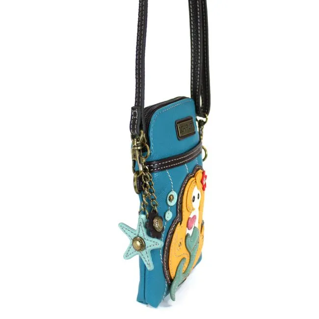 Necklaces Chala Cross Body Mermaid Cell Phone Purse Turquoise Blue CHALAGROUP