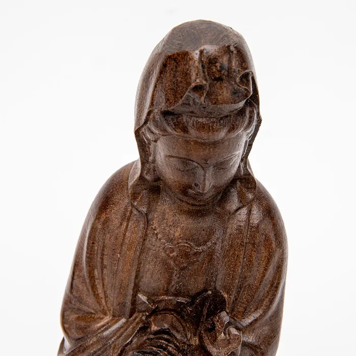 Necklaces Eastern Elm Wooden Kuan Yin with Scepter Statue 9