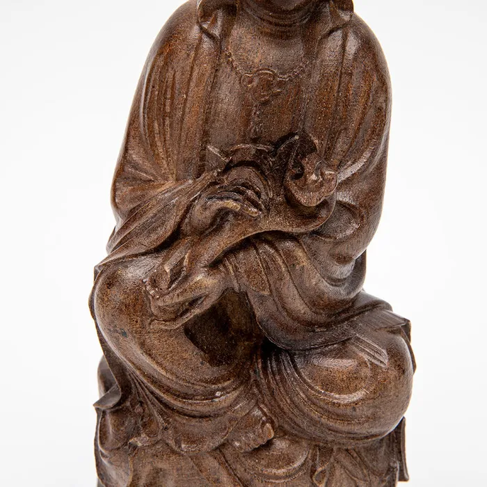 Necklaces Eastern Elm Wooden Kuan Yin with Scepter Statue 9