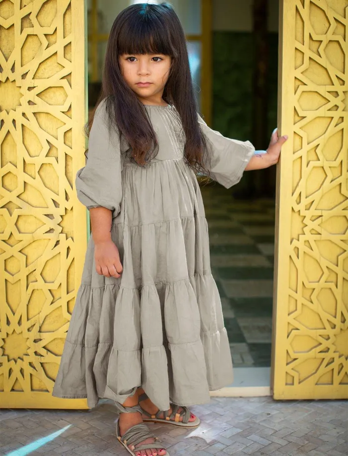 Necklaces Erika Pea Brielle Full Sleeve Tiered Little Girls Dress