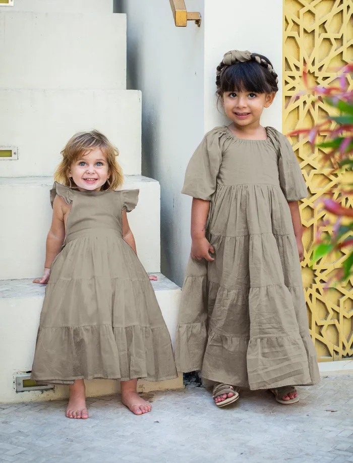 Necklaces Erika Pea Brielle Full Sleeve Tiered Little Girls Dress