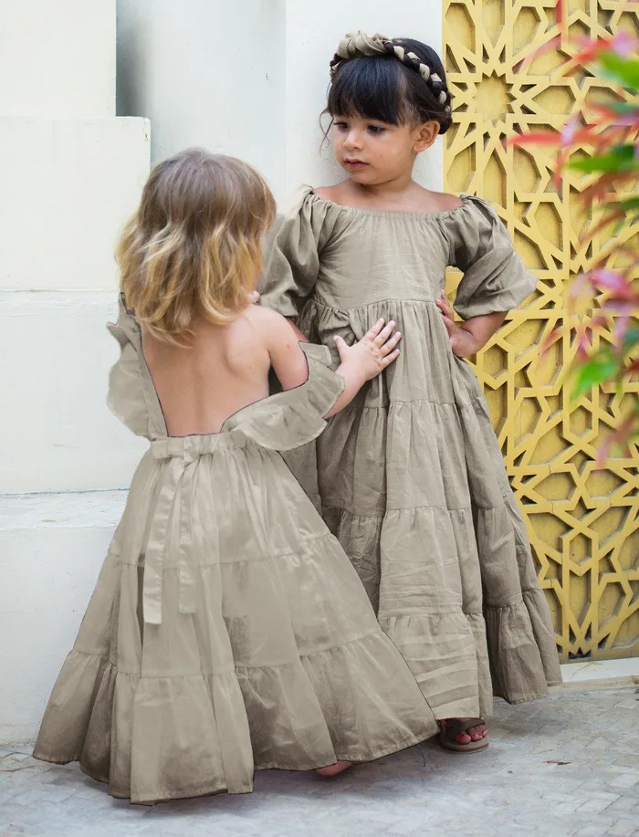 Necklaces Erika Pea Brielle Full Sleeve Tiered Little Girls Dress