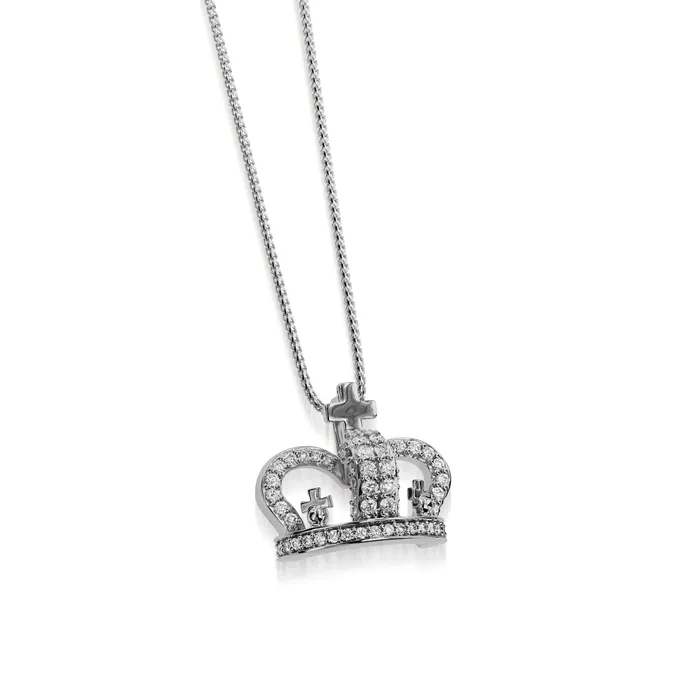 Necklaces Essence Crown Pave Diamond Large Pendant John Atencio