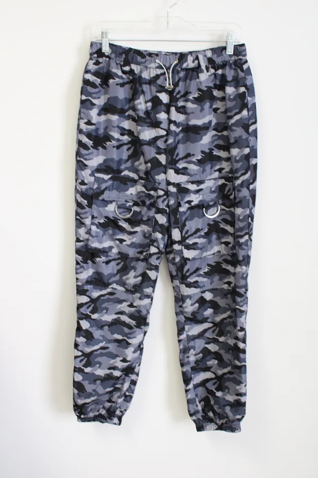 Necklaces Forever 21 forever 21 Black Gray Camo Polyester Jogger Pant L