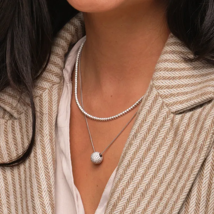 Necklaces John Atencio Essence Pave Diamond Ball Pendant Necklace