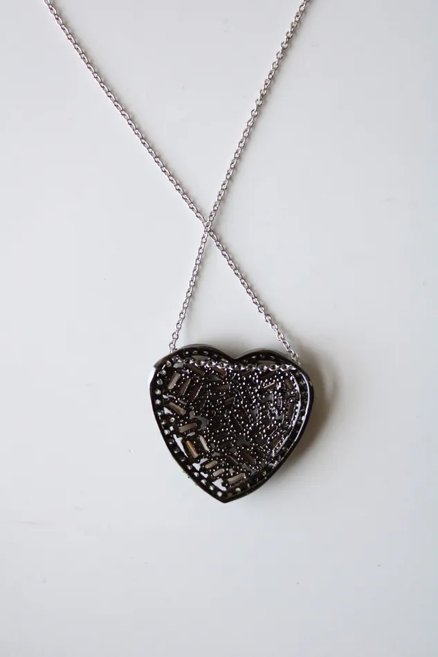 Necklaces Jubilee Thrift Cubic Zirconia Brown Gemstone Diamond Edged Heart Pendant Necklace