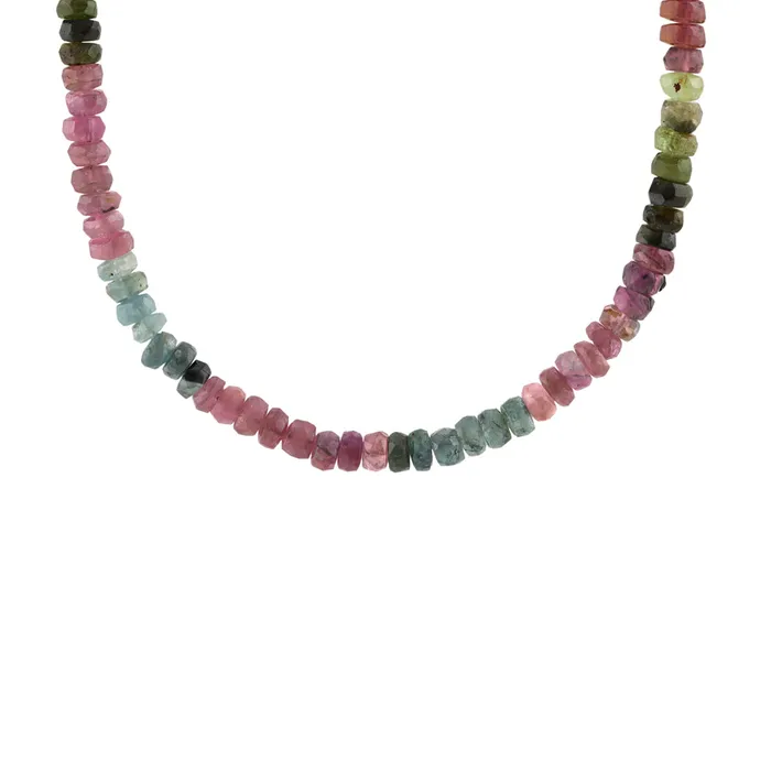 Necklaces kris nations Watermelon Tourmaline Faceted Gemstone Beaded Necklace