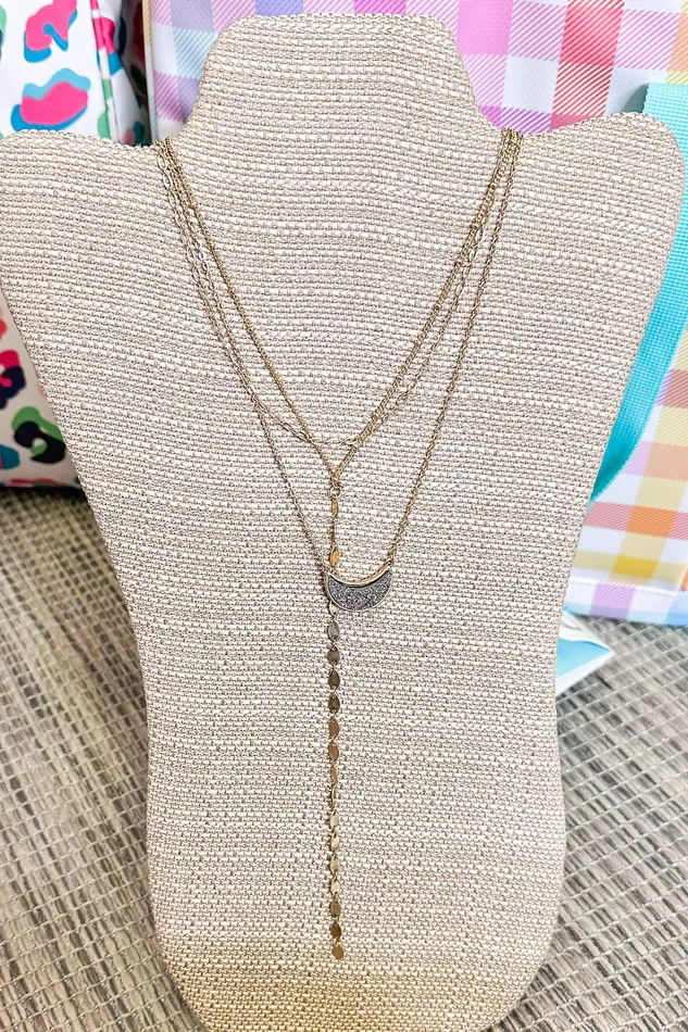 Necklaces Layered Necklace with Druzy Moon Sew Southern Designs