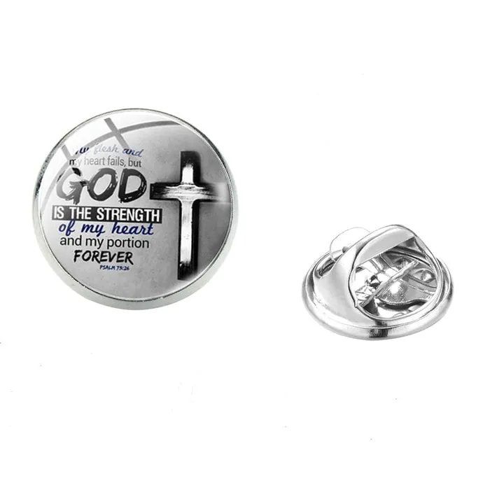 Necklaces Lords Guidance God Is The Strength Of My Heart Womens Brooch