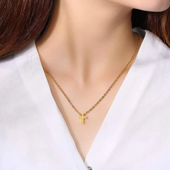 Necklaces Lords Guidance Womens Christian Necklace br Small Golden Cross