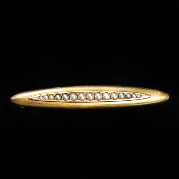 Necklaces OTC Victorian 14k Yellow Gold Seed Pearl Bar Pin