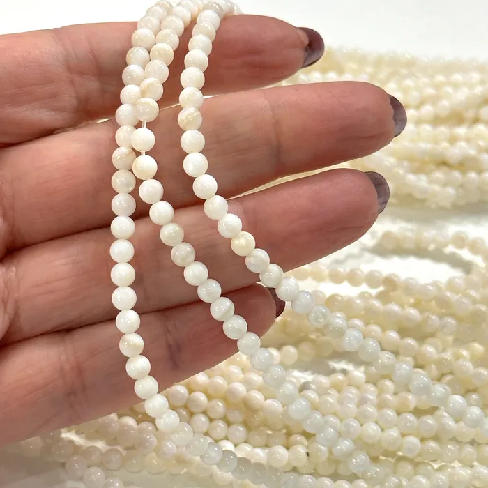 Necklaces Peppy Beads 4mm Mother of Pearl MOP Natural Shell Beads