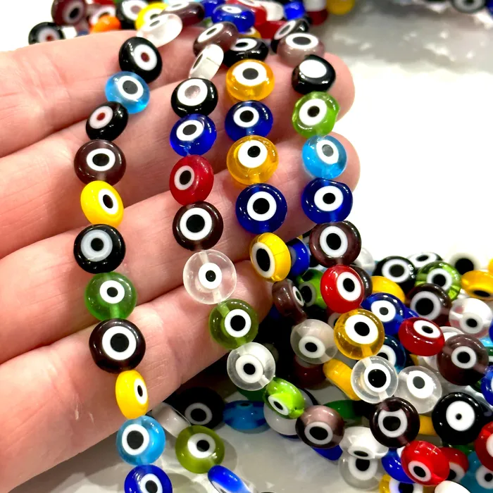 Necklaces Peppy Beads Evil Eye Beads Strand of 48 Flat Round 8mm Glass Beads Lampwork Glass Evil Eye Jewelry Lampwork Beads UK Beading Supply Necklaces Peppy Beads Evil Eye Beads Strand of 48 Flat Round 8mm Glass Beads Lampwork Glass Evil Eye Jewelry Lampwork Beads UK Beading Supply