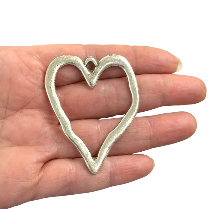 Necklaces Peppy Beads Rhodium Plated Large Heart Pendant Large Silver Heart Pendant 57mm Necklaces Peppy Beads Rhodium Plated Large Heart Pendant Large Silver Heart Pendant 57mm