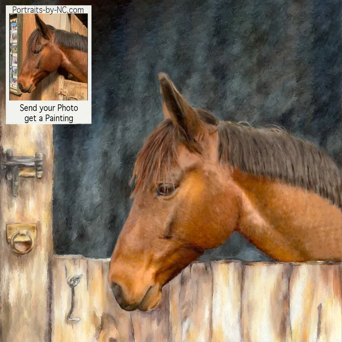 Necklaces Portraits by NC Brown Horse in Stable Digital Portrait Custom Painted Portrait Necklaces Portraits by NC Brown Horse in Stable Digital Portrait Custom Painted Portrait