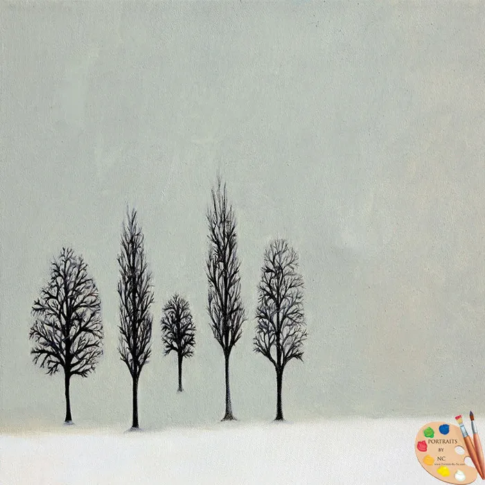 Necklaces Portraits by NC Painting of Winter Trees