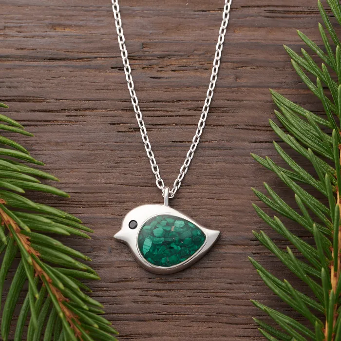 Necklaces Sterling Silver Malachite Birdie Necklace Chadds Ford Jewelry