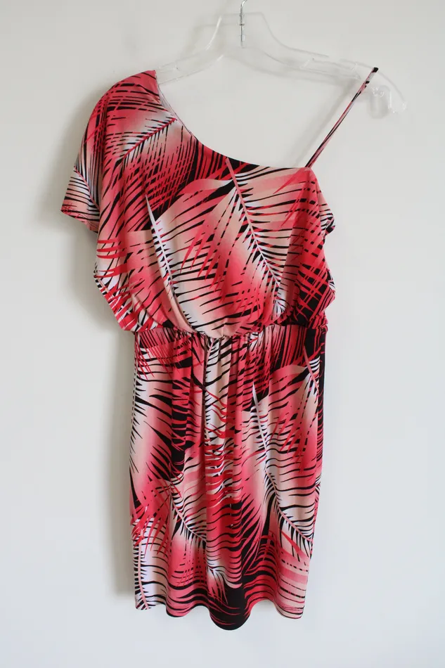 Necklaces Sweet Storm Sweet Storm Pink Black Tropical One Shoulder Dress S