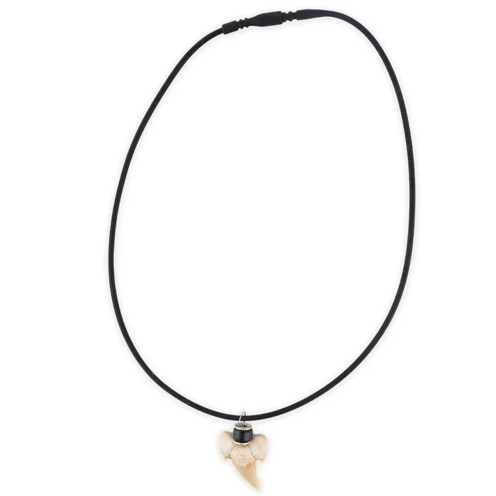 Necklaces VLCRAFTS Shark Tooth with Black Ceramic Bead Necklace