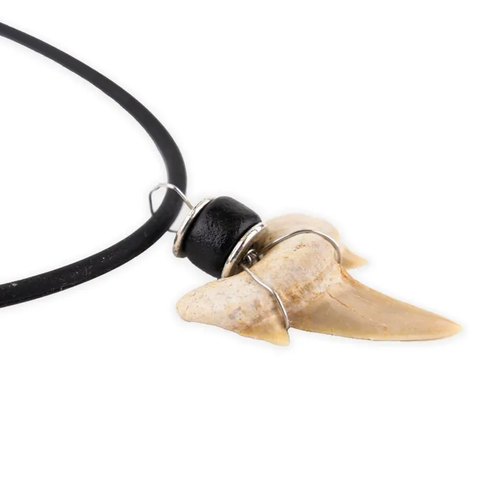 Necklaces VLCRAFTS Shark Tooth with Black Ceramic Bead Necklace