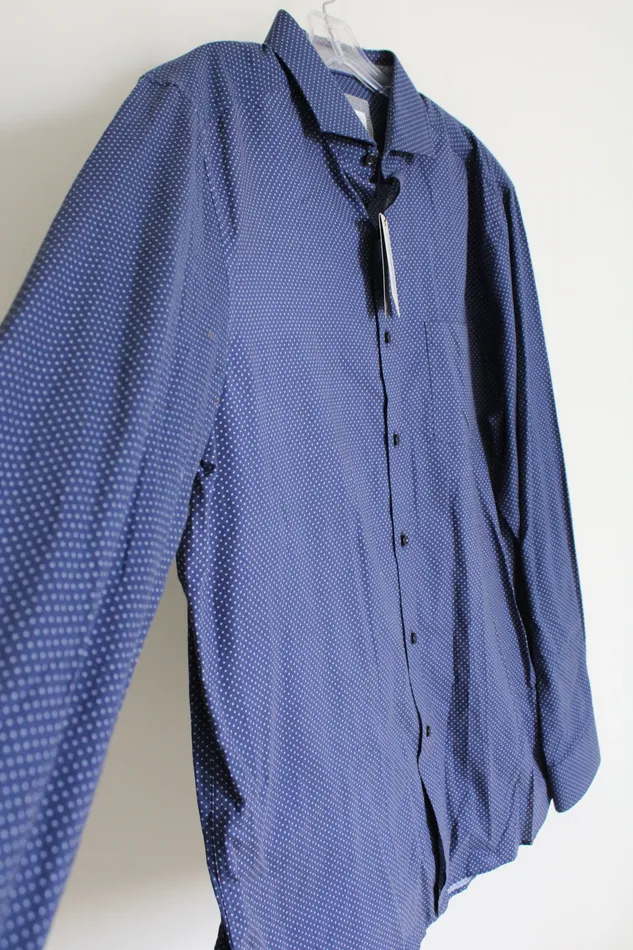 NEW Johnston Murphy Blue Patterned Button Down Shirt XL Johnston Murphy Rings