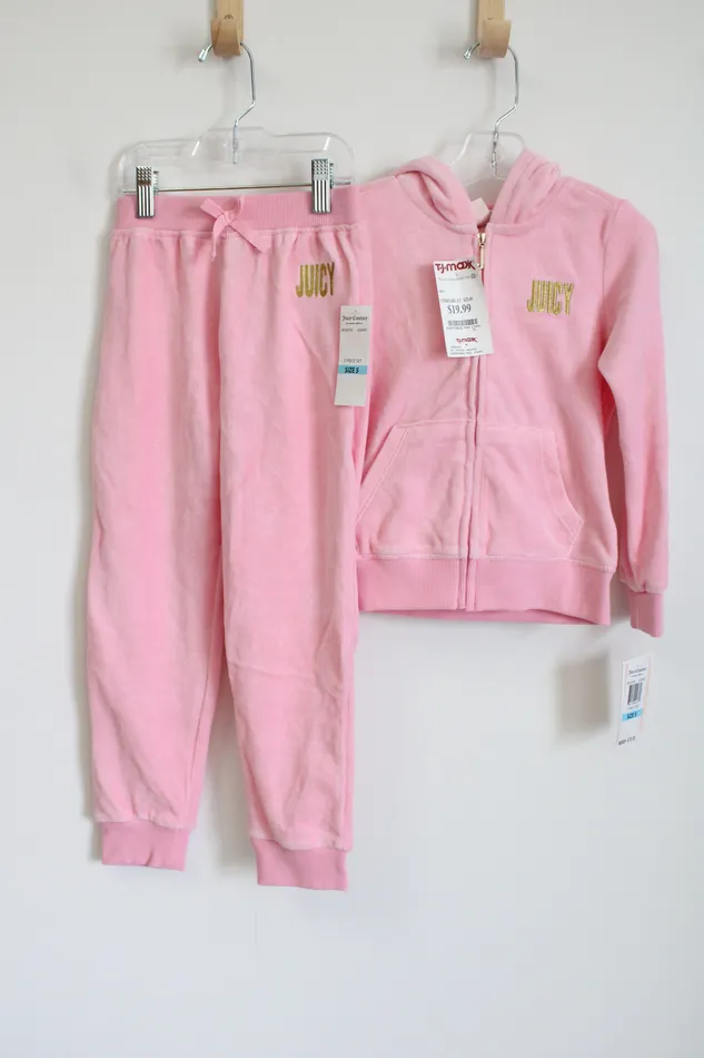 NEW Juicy Couture Pink Velvet 2 Piece Jacket Pants Set Youth 5 Juicy Couture Earrings NEW Juicy Couture Pink Velvet 2 Piece Jacket Pants Set Youth 5 Juicy Couture Earrings