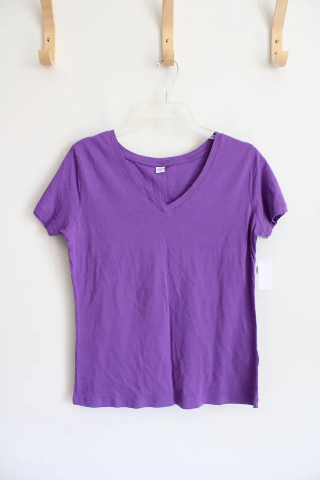 NEW Kmart Purple VNeck Cotton Top M Jubilee Thrift Earrings
