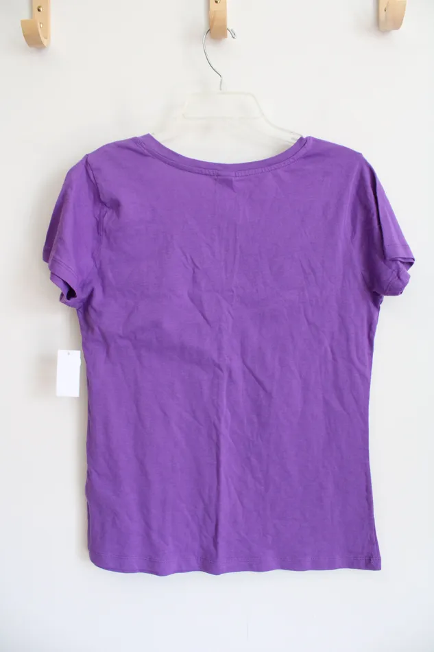 NEW Kmart Purple VNeck Cotton Top M Jubilee Thrift Earrings