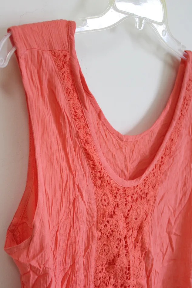 NEW Simply Noelle Pink Eyelet Crochet Reversable Tank XXL Simply Noelle Earrings