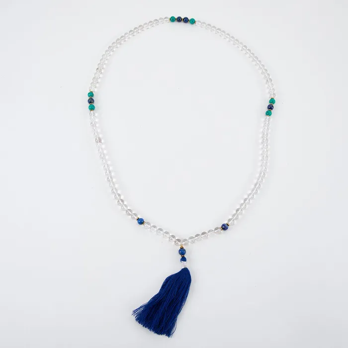 Nirvana Mala Necklaces 108 Bead Crystal Mala with Turquoise Lapis