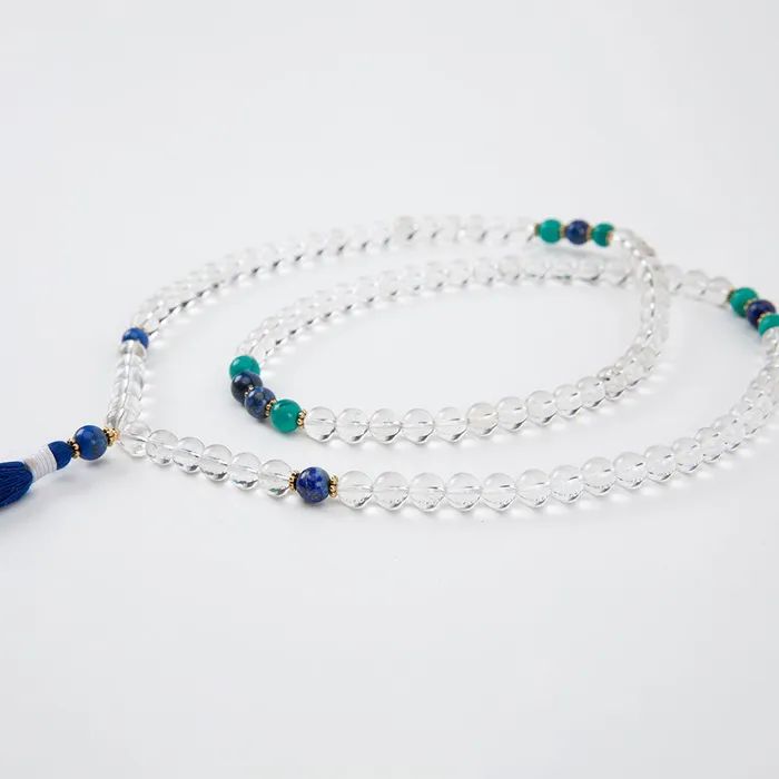 Nirvana Mala Necklaces 108 Bead Crystal Mala with Turquoise Lapis