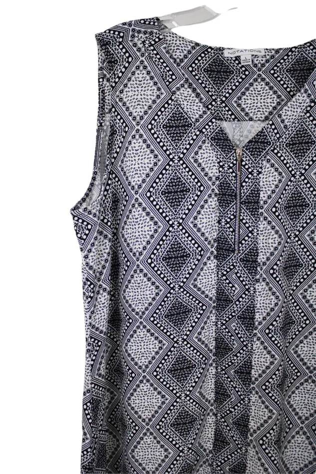 Notations Rings Notations Black Pattern Tank Top L