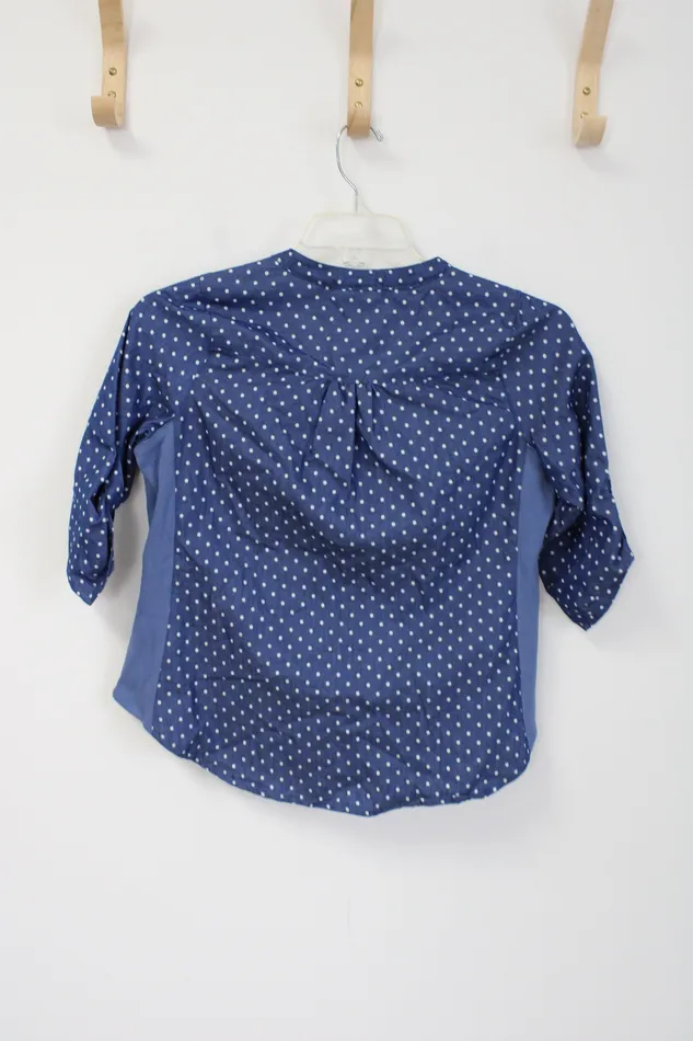 NY Collection Rings NEW NY Collection Blue Polka Dot Button Down Shirt M Petite