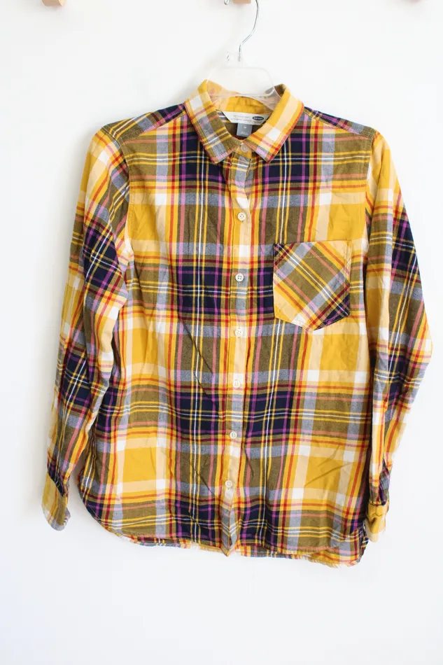 Old Navy Old Navy Classic Yellow Plaid Top M Earrings