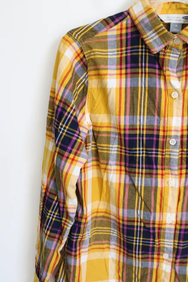 Old Navy Old Navy Classic Yellow Plaid Top M Earrings