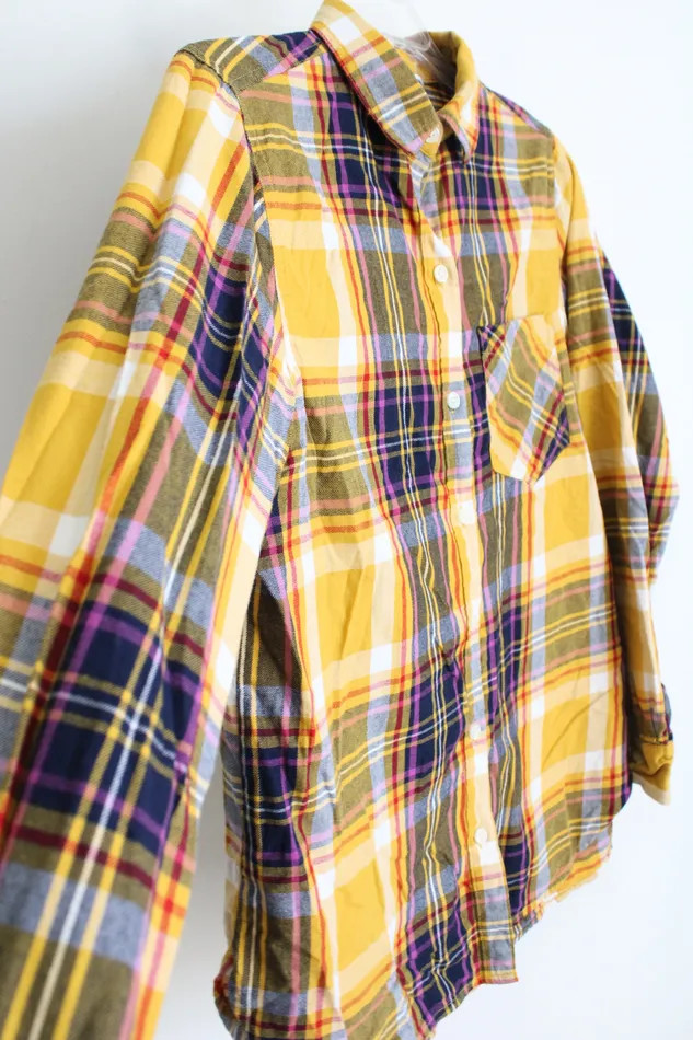 Old Navy Old Navy Classic Yellow Plaid Top M Earrings
